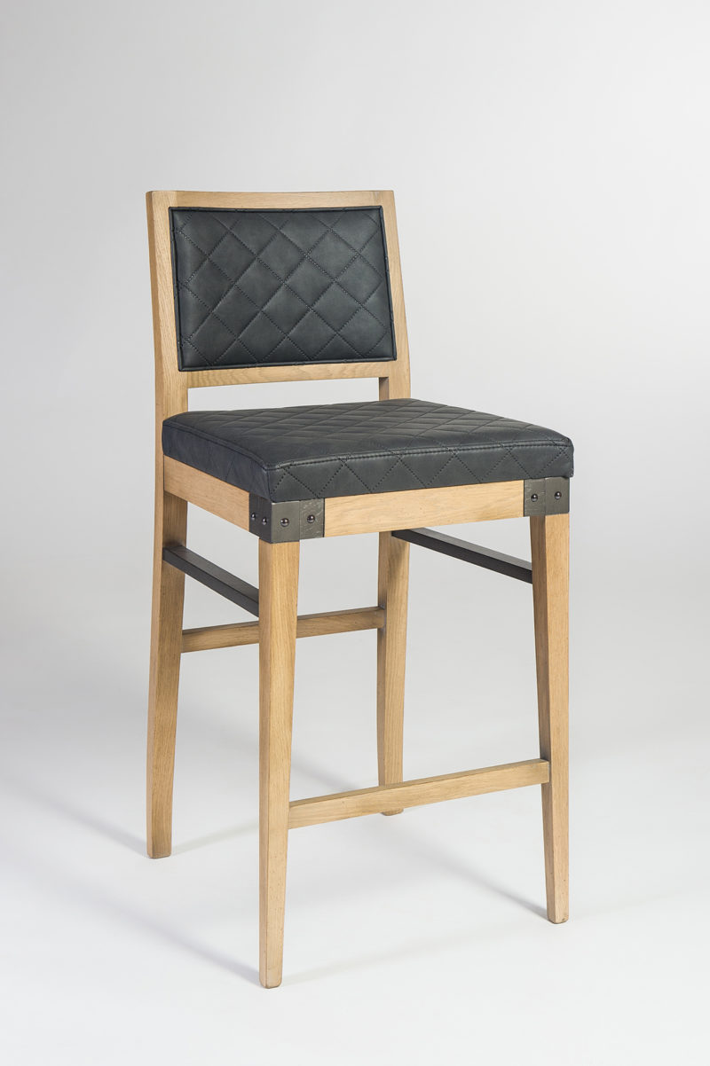 Tabouret de bar style Industriel en cuir et métal - Othis